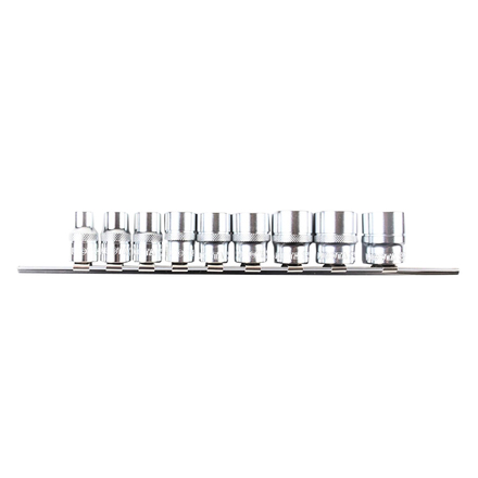 Licota TBS-22004 Набор торцевых головок 3/8" 12 гр. 5/16"-13/16" 9пр. на линейке
