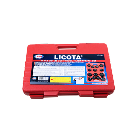 Licota ATA-0291 Набор чашек для съема масляных фильтров, 15 предметов