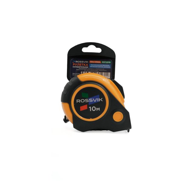 Рулетка измерительная ROSSVIK RMT2510, 10м*25мм, автостоп, магнит, обрезиненый корпус