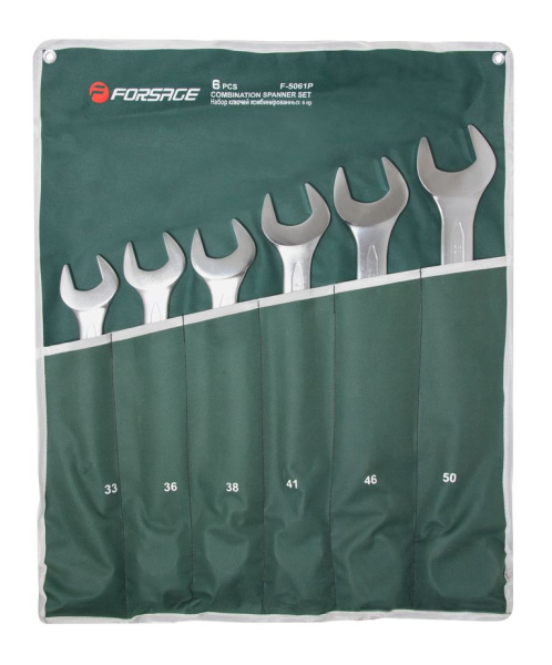 Набор ключей комбинированных 6пр.(33, 36, 38, 41, 46, 50мм),на полотне