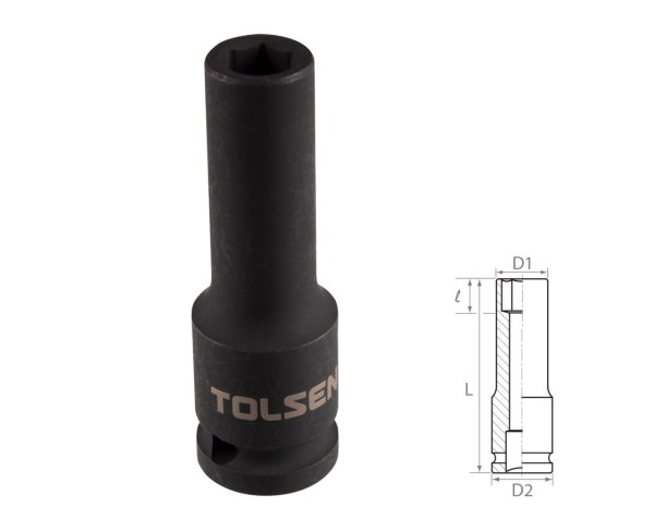 Головка торцевая ударная глубокая шестигранная 1/2" 8 мм TOLSEN TT18258