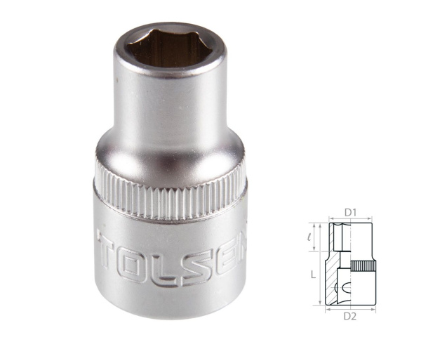 Головка торцевая стандартная шестигранная 1/2" 8 мм TOLSEN TT16508