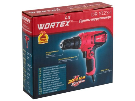 Дрель-шуруповерт WORTEX LX DR 1023-1 в кор. 280 Вт, 28 Нм, 2 скор., быстрозажимной патрон: 10 мм