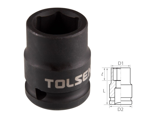 Головка торцевая ударная шестигранная 1/2" 20 мм TOLSEN TT18220