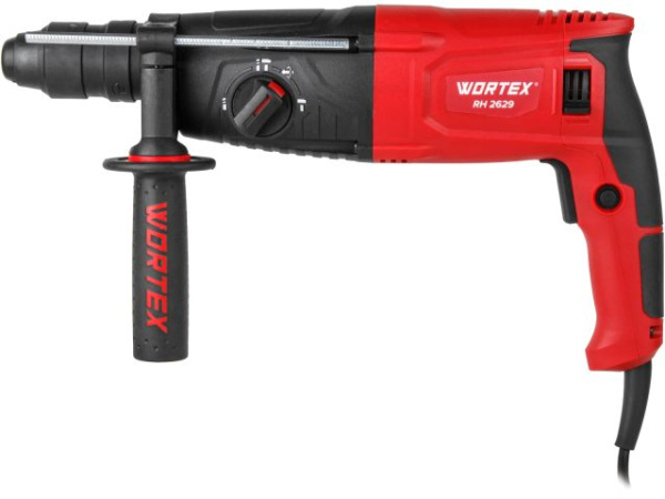 Перфоратор WORTEX RH 2629 в чем. + (2 зубила, 3 сверла) 800 Вт, 3.0 Дж, 26 мм, 4 режима, SDS-plus, Б