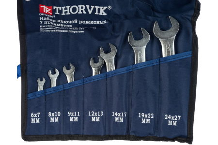 Набор ключей рожковых в сумке Thorvik OEWS007 (6-27 мм, 7 предметов)