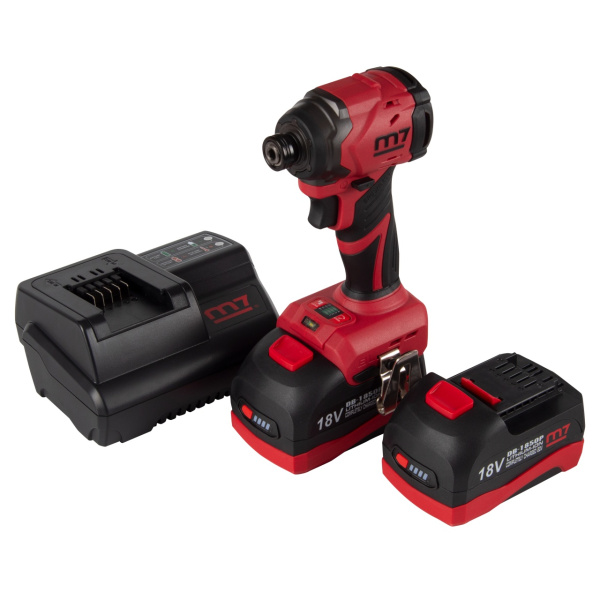 Аккумуляторный шуруповерт MIGHTY SEVEN DS-202AP, ударный, 18 В, 4 предмета, кейс, в комплекте набор бит