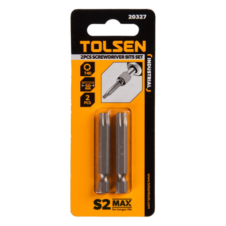 Набор вставок (бит) торцевых 1/4" Torx T40 50 мм 2 предмета TOLSEN TT20327