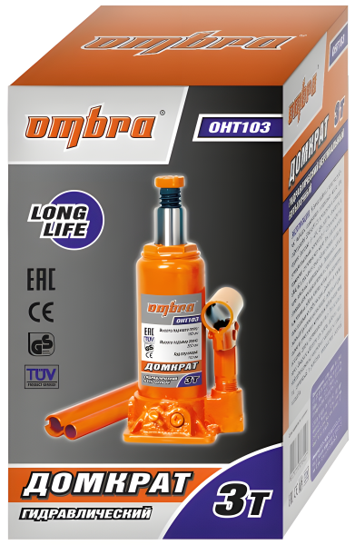 Домкрат бутылочный гидравлический Ombra OHT103 (3т)