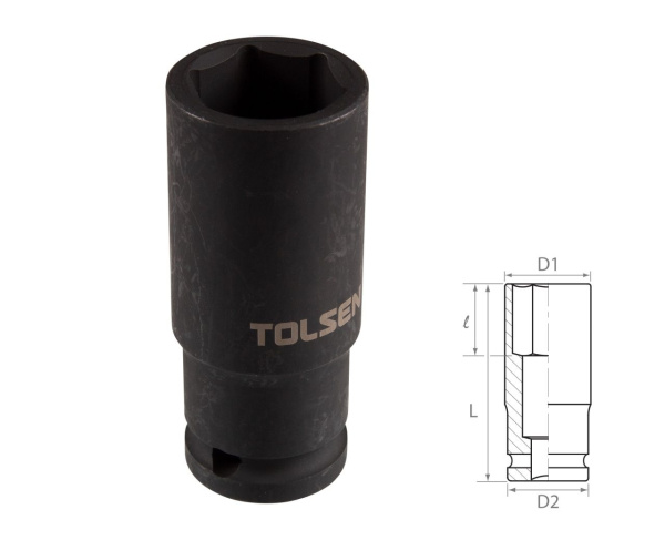 Головка торцевая ударная глубокая шестигранная 1/2" 22 мм TOLSEN TT18272