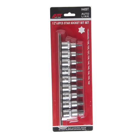 Набор бит-головок JTC-H409T (1/2", TORX, T20-T60, 9 предметов)