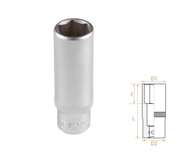 Головка торцевая глубокая шестигранная 1/4" 12 мм AFFIX AF00120012