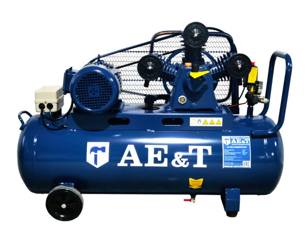 Компрессор поршневой AE&T TK-100-4, ресивер 100л, производительность 440л/мин, 380В