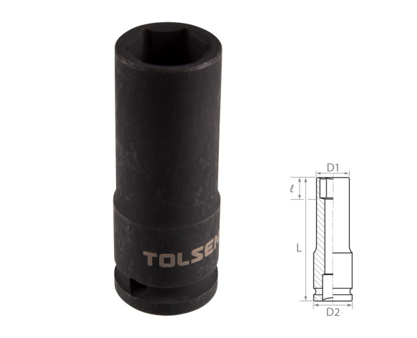Головка торцевая ударная глубокая шестигранная 1/2" 16 мм TOLSEN TT18266