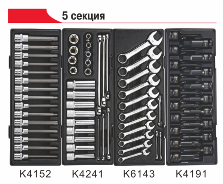 Тележка инструментальная JTC-3931 с набором инструментов JTC-5639, 578 (9 секций, 578 предметов)