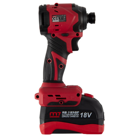 Аккумуляторный шуруповерт MIGHTY SEVEN DS-202AP, ударный, 18 В, 4 предмета, кейс, в комплекте набор бит