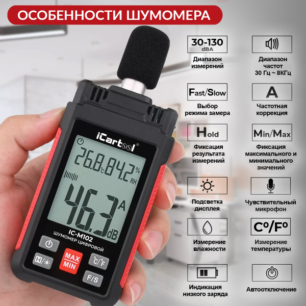 Шумомер цифровой iCartool IC-M102