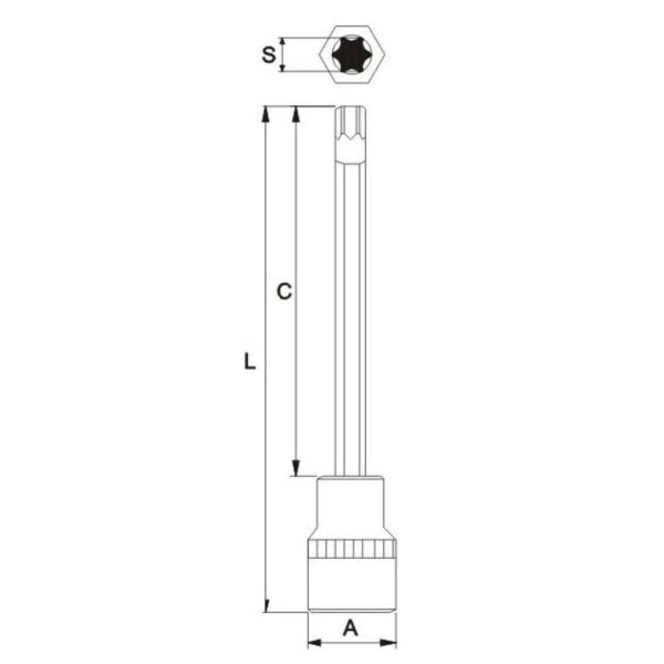Бита-головка длинная JTC-45540200 (1/2", TORX, T40х200 мм)