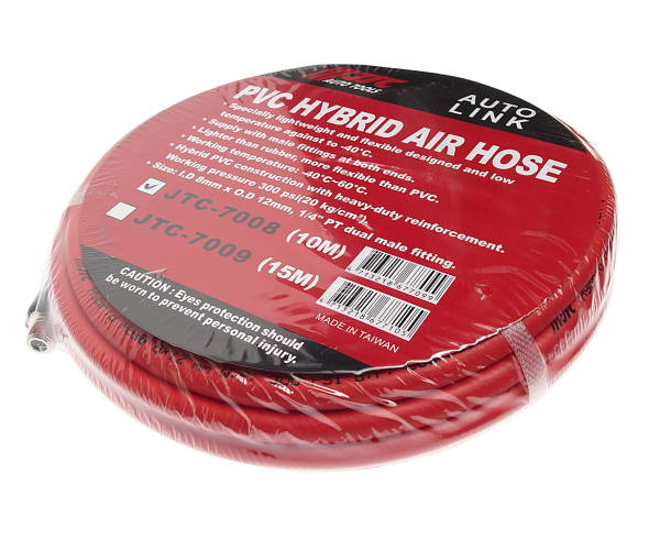 Шланг пневматический ПВХ JTC-7008 (8х12 мм, L=10 м, штуцер 1/4'')