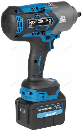 Гайковерт аккумуляторный NORDBERG NE812K (1/2", 20 В, 1700 Нм, 2 аккумулятора 6 A и зарядное устройство, в кейсе)
