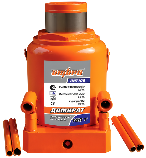 Домкрат гидравлический бутылочный Ombra OHT100 (100т)