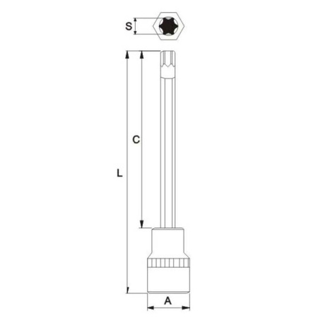 Бита-головка длинная JTC-45545200 (1/2", TORX, T45х200 мм)