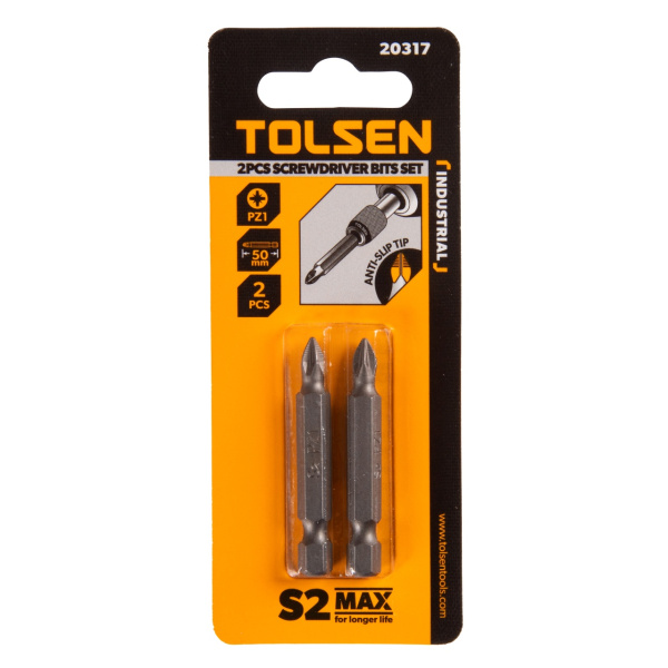 Набор вставок (бит) торцевых 1/4" Pozidriv PZ1 50 мм 2 предмета TOLSEN TT20317
