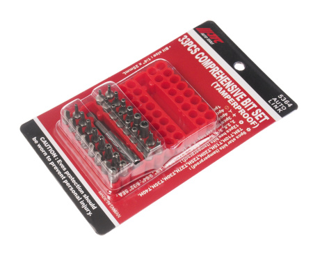 Набор бит JTC-5364 (1/4", TORX, HEX, SPANNER, с магнитным держателем, 33 предмета в боксе)