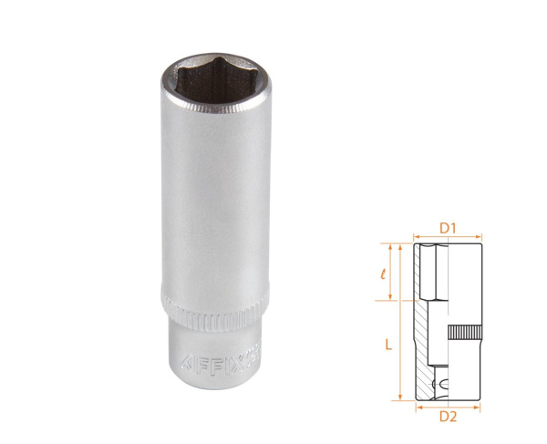 Головка торцевая глубокая шестигранная 1/4" 11 мм AFFIX AF00120011