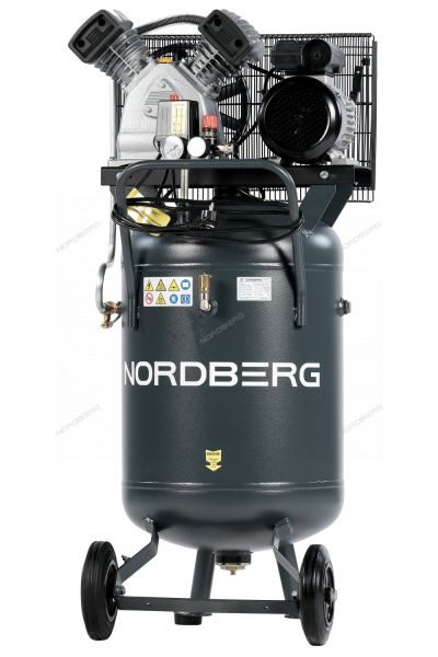 Компрессор вертикальный поршневой с ременной передачей NORDBERG NCPV100/420A (220В, ресив. 100л, 420л/мин)