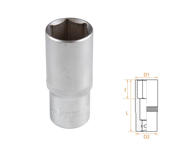 Головка торцевая глубокая шестигранная 3/8" 21 мм AFFIX AF00130021