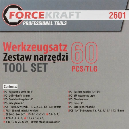 Набор инструментов 60пр. 1/4''(6гр.)(4-13мм)