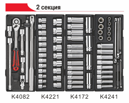Тележка инструментальная JTC-3931 с набором инструментов JTC-344 (7 секций, 344 предмета)