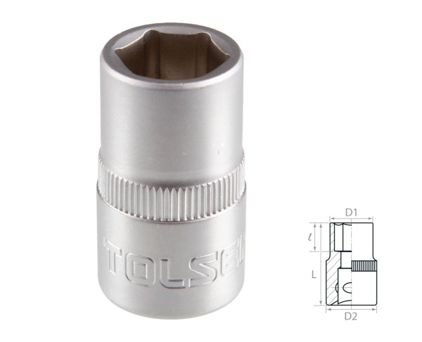 Головка торцевая стандартная шестигранная 1/2" 12 мм TOLSEN TT16512