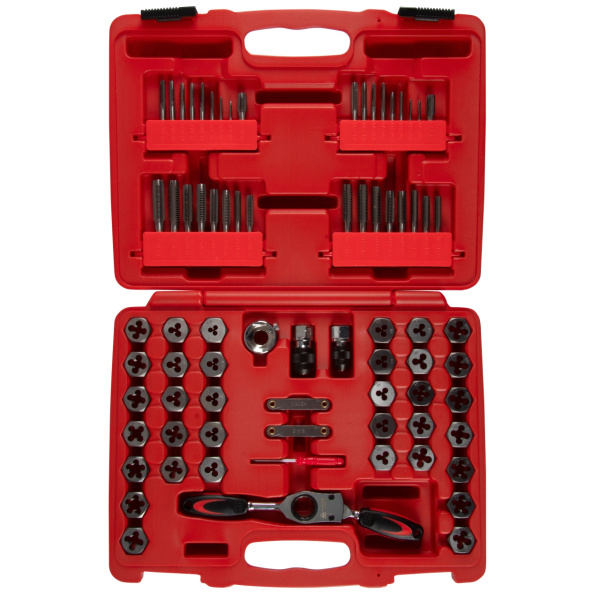 Набор метчиков и плашек SK-5 M3-M12, 1/8"-1/2", кейс, 75 предметов, в комплекте набор пассатижей МАСТАК 351-00075CP