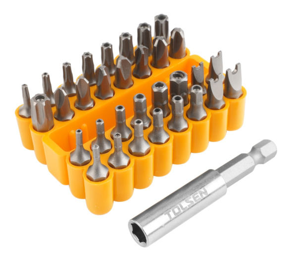 Набор вставок (бит) 1/4" Security hex, TorxTR, Spaner, Torg-Set, Tri-Wing 33 предмета TOLSEN TT20369