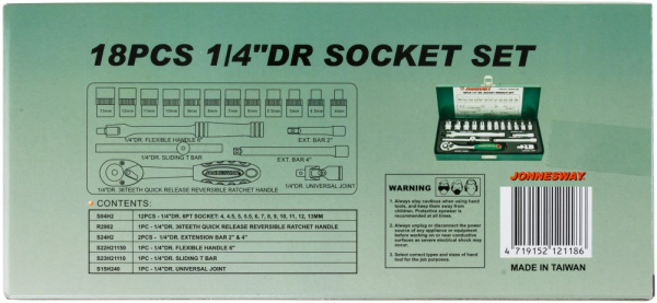 Набор головок торцевых S04H2118S,  1/4"DR, 4-13 мм, 18 предметов