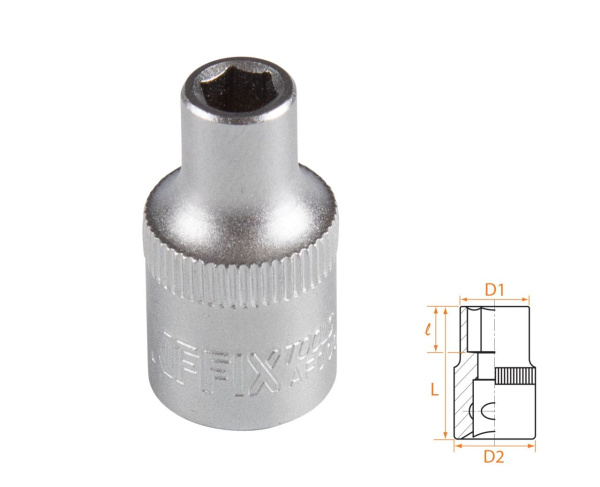 Головка торцевая стандартная шестигранная 3/8" 6 мм AFFIX AF00030006