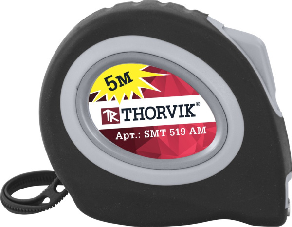 Рулетка с магнитным захватом и автостопом SMT519AM , в обрезиненном корпусе, 5 м
