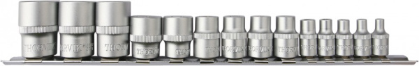 Набор головок торцевых Thorvik S1S1314SM (1/4", 3/8", 1/2"DR на держателе, внешний TORX®, E4-E24, 14 предметов)