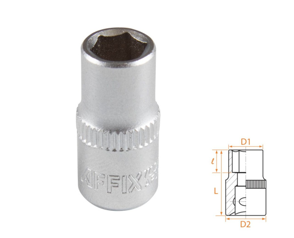 Головка торцевая стандартная шестигранная 1/4" 7 мм AFFIX AF00020007