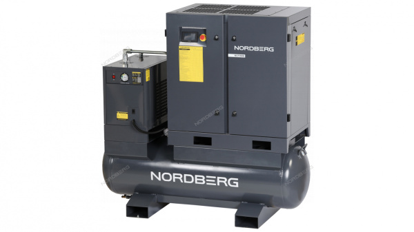 Компрессор винтовой NORDBERG NCF15RD, 11 кВт, 10 бар, 1550 л/мин, ресивер 410 л, с частот. преобраз., осушитель