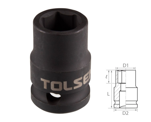 Головка торцевая ударная шестигранная 1/2" 15 мм TOLSEN TT18215