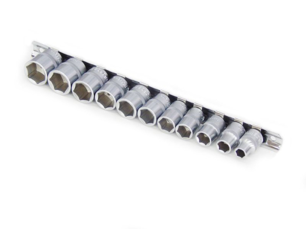 Набор головк 11пр., 3/8''6-гр., (8, 10 -19мм)на планке