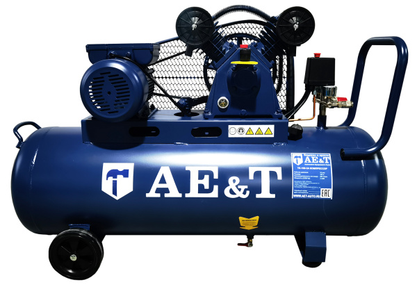 Компрессор поршневой AE&T TK-100-3A, ресивер 100л, производительность 290л/мин, 220В