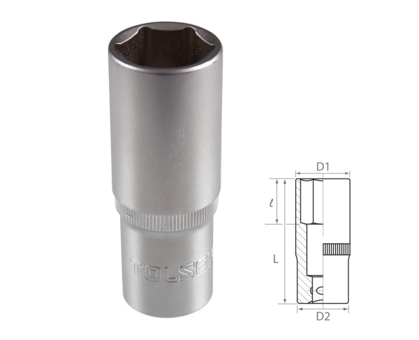 Головка торцевая глубокая шестигранная 1/2" 22 мм TOLSEN TT16572
