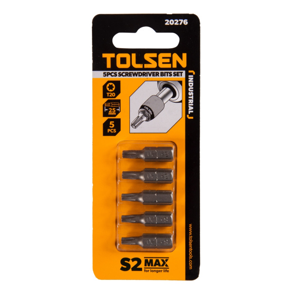 Набор вставок (бит) торцевых 1/4" Torx T20 25 мм 5 предметов TOLSEN TT20276