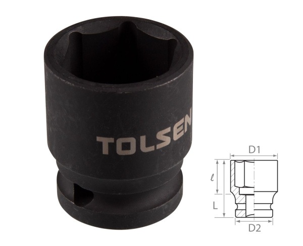 Головка торцевая ударная шестигранная 1/2" 22 мм TOLSEN TT18222