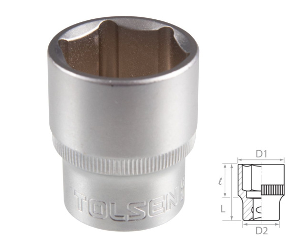 Головка торцевая стандартная шестигранная 1/2" 27 мм TOLSEN TT16527