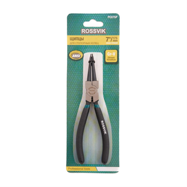 Щипцы для стопорных колец ROSSVIK PC07SP (7", сжим прямой)